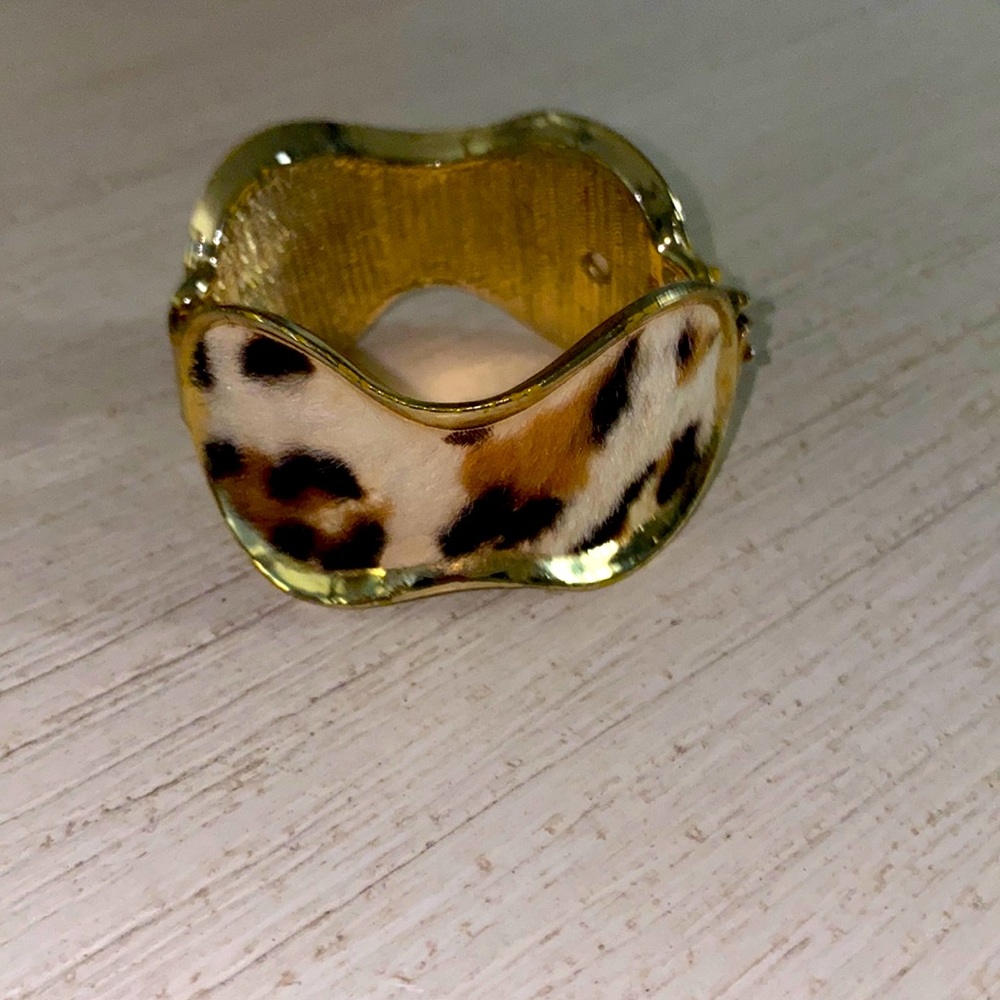 8” Bangle Leopard Print Gold Bracelet